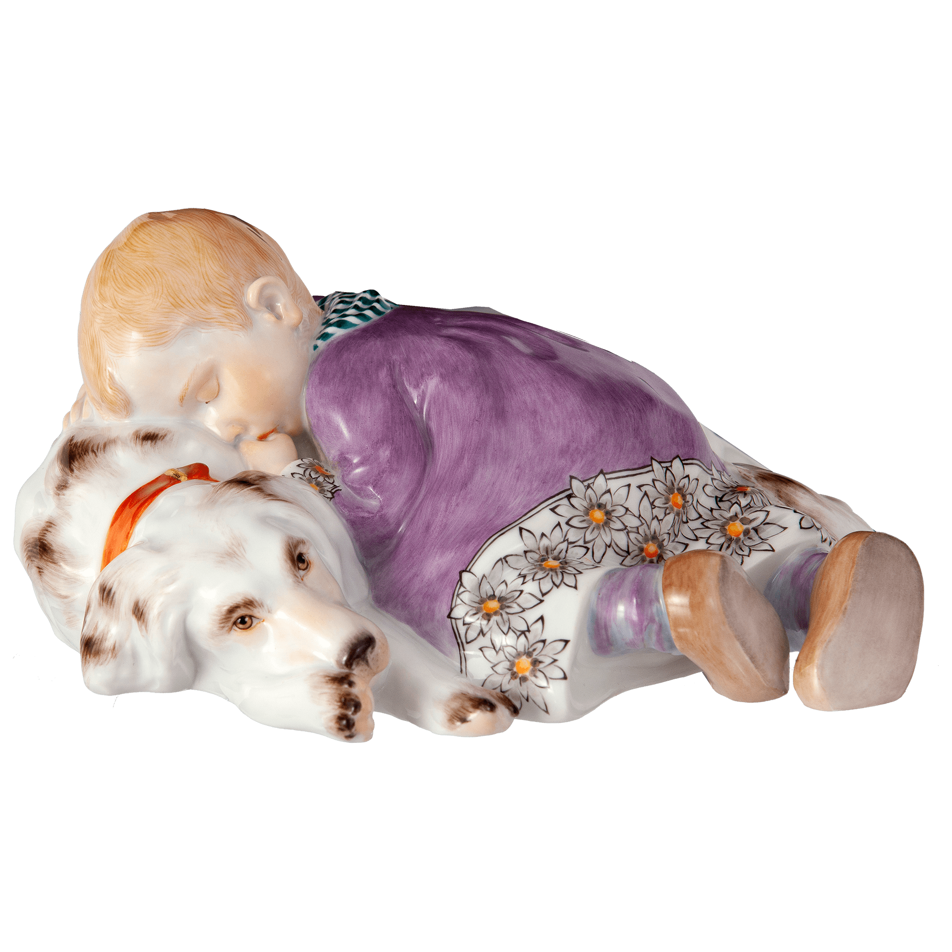 人形「眠る子供と犬」 73368/90A382