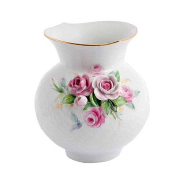 Meissen 波の戯れ バラ フラワースタンド 花瓶「貼花装飾のある波の戯れのヴェース」（バラのモチーフ）|ドイツ